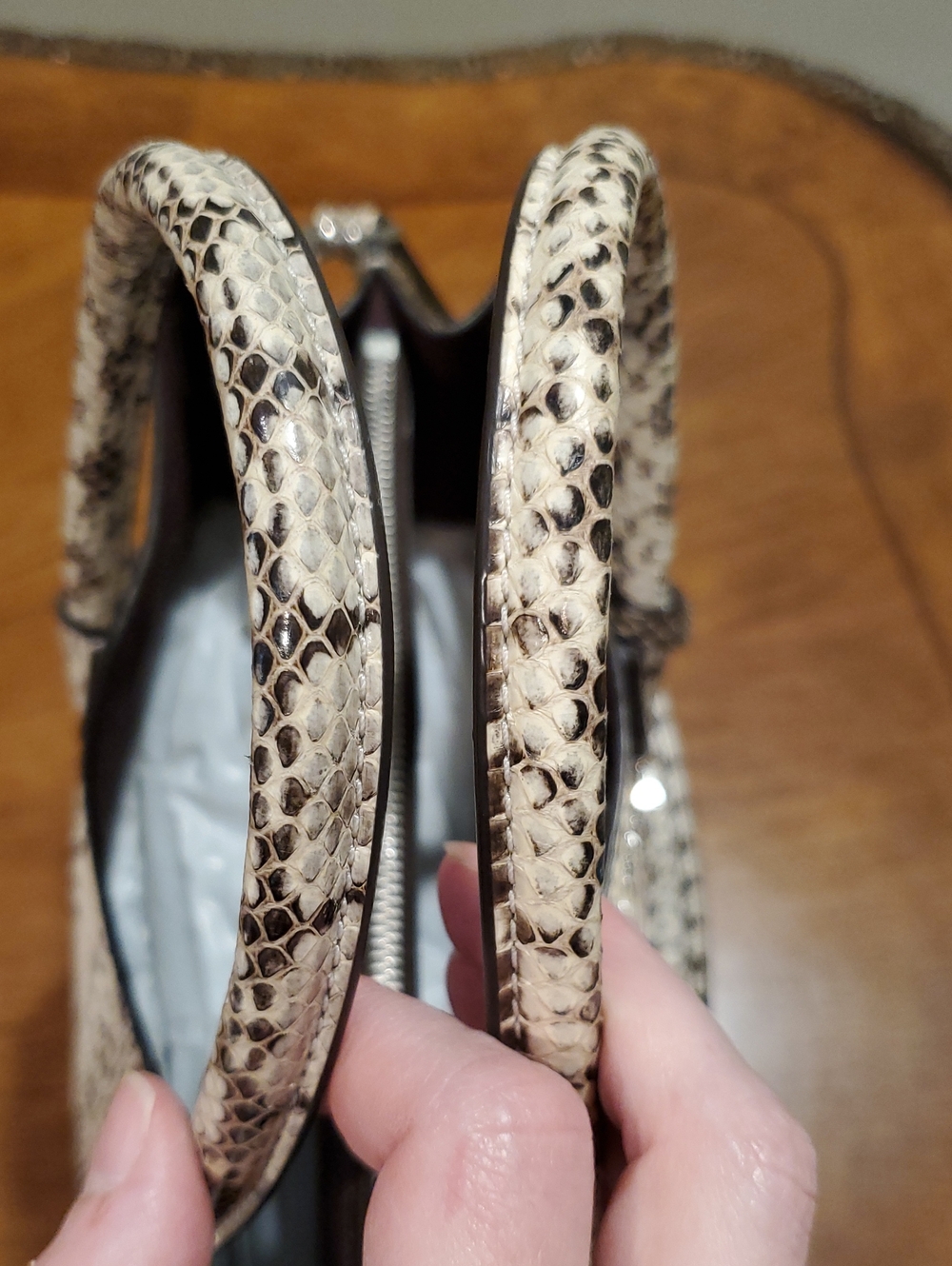 Like NEW Michael Kors Real Snakeskin Mercer Tote - Picture 7 of 16